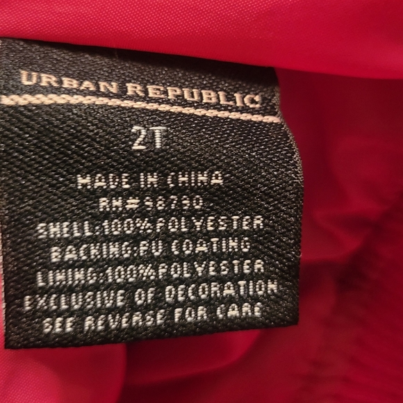 Urban Republic Girls Collection Pink Poly Twill Bomber Jacket Size 2T - Picture 6 of 6